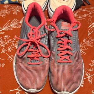 Nike Gray and Coral Athletic Sneakers